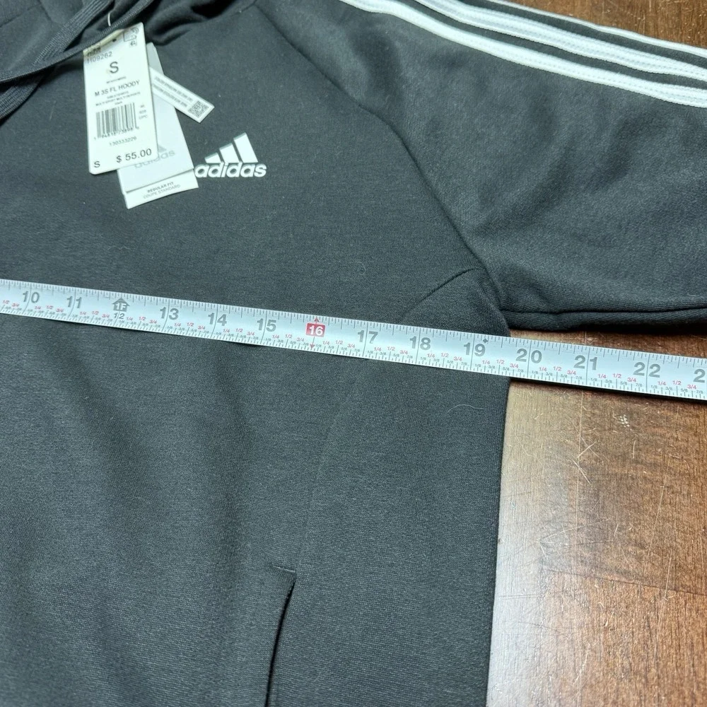 Adidas Mens Essentials Fleece 3-Stripes Hoodie with Front‎ Pocket Size Small $55